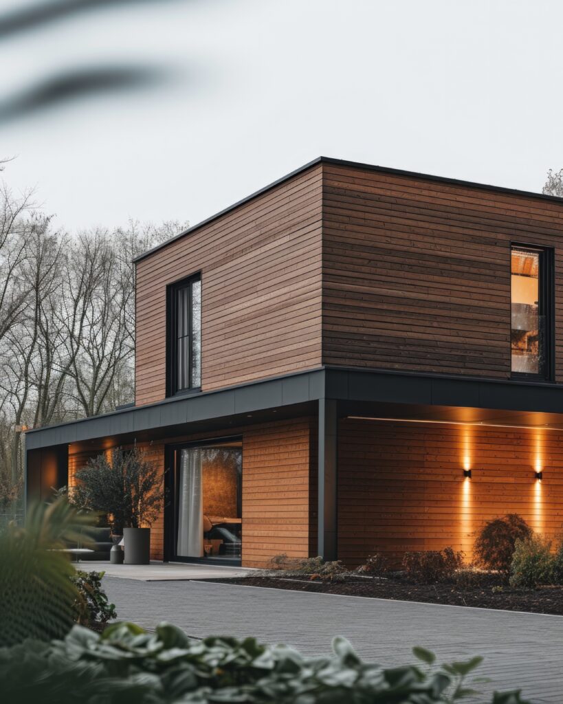 Isolation extérieure en Normandie : maison contemporaine, bardage et enduit, performance thermique et façade homogène.