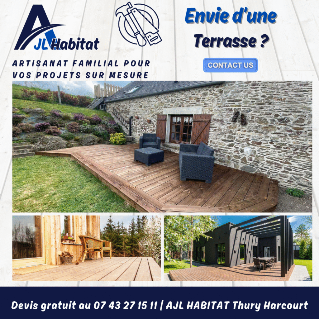 Installation de terrasse bois sur mesure à Thury-Harcourt-le-Hom